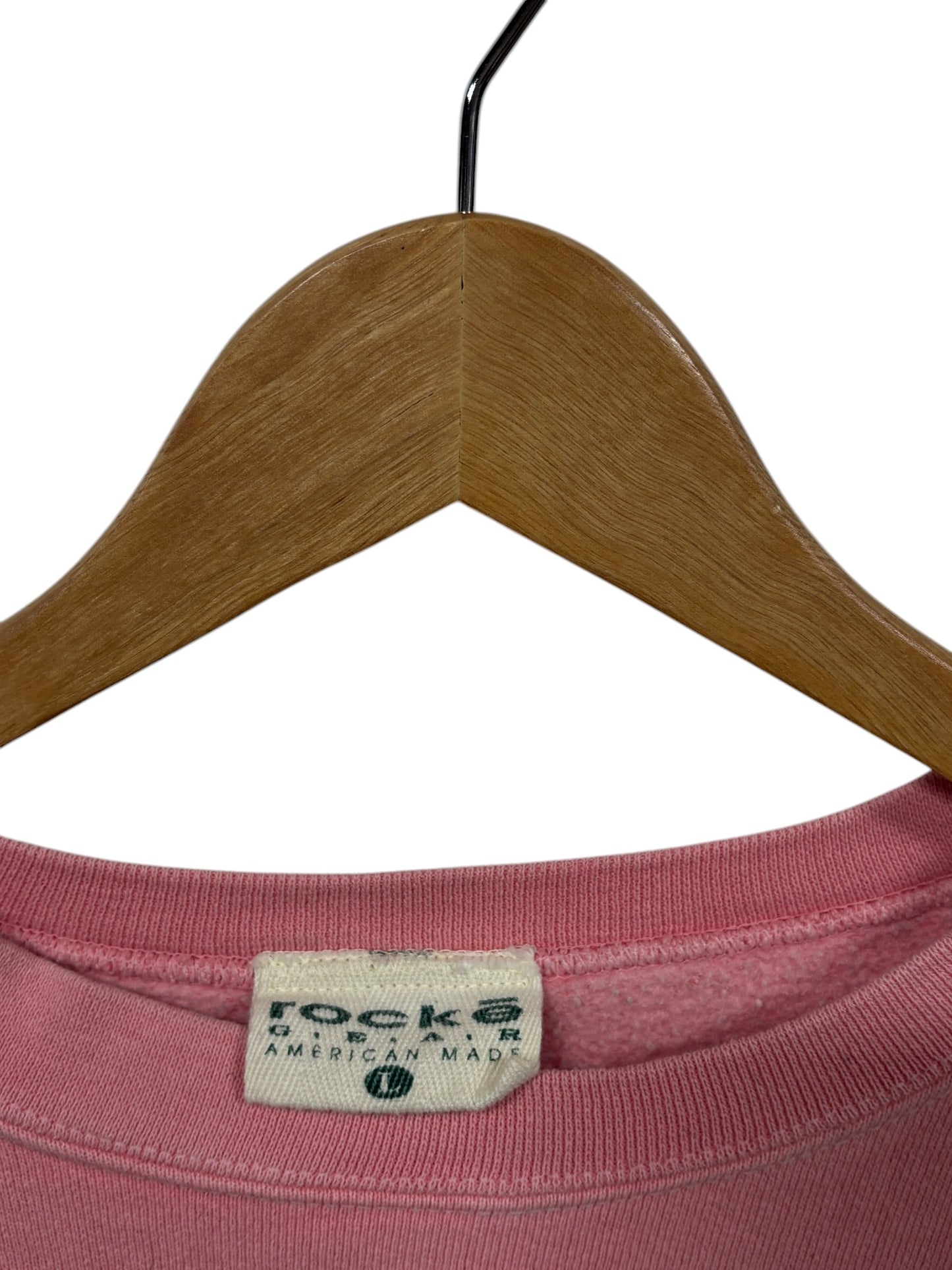 Vintage 90's Rocke Gear Overdyed Pink Small Logo Crewneck Sweater Size Large