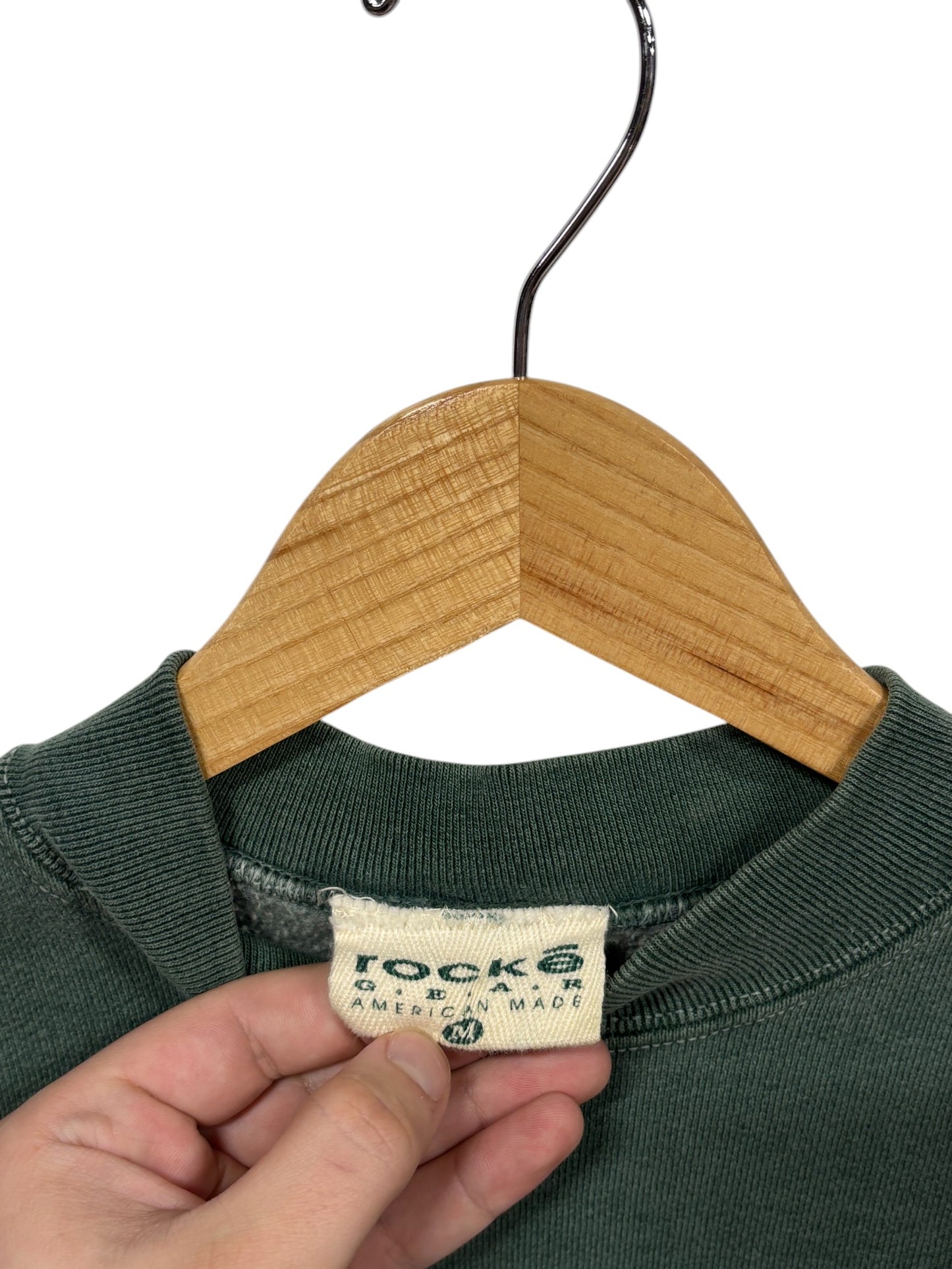 Vintage 90's Rocke Gear Overdyed Small Logo Crewneck Sweater Size Medium