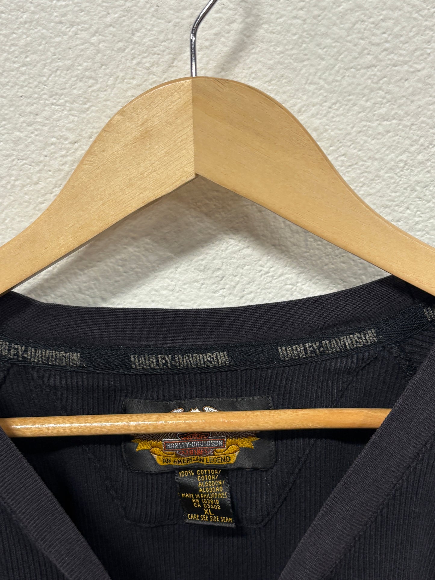 Harley Davidson Classic Logo Long Sleeve Black Sweater Size XL