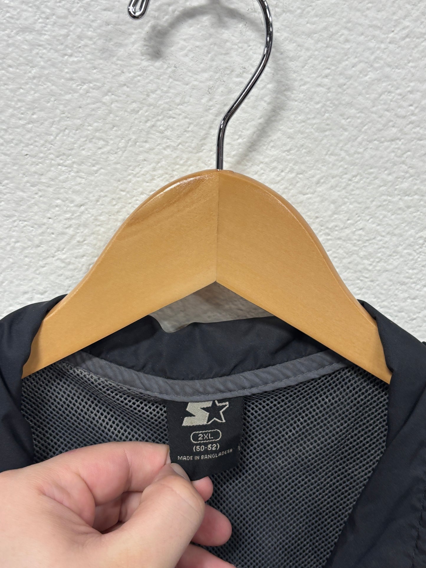 Vintage Starter Black Windbreaker Jacket Size XXL