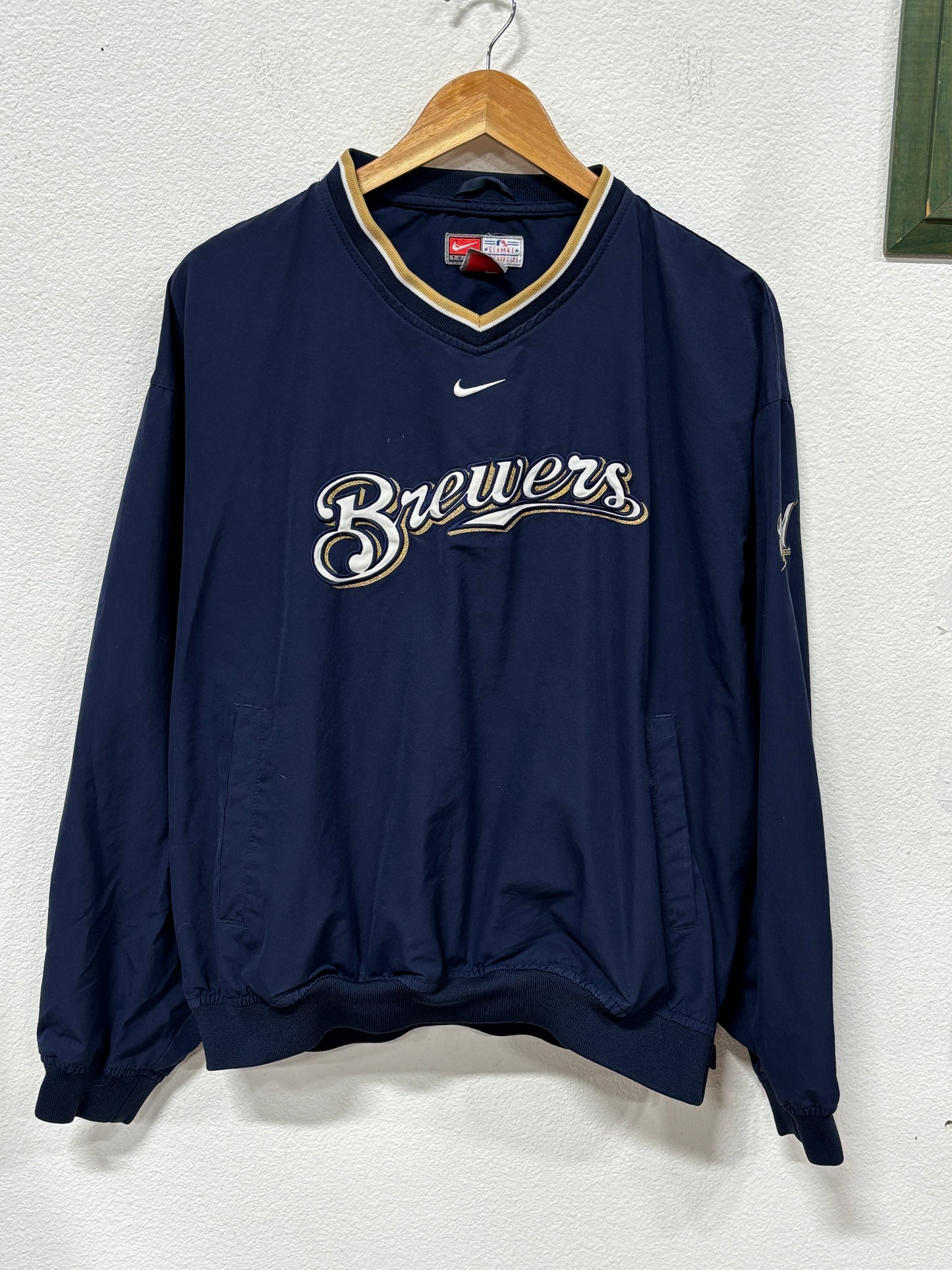 Vintage Y2K Nike Brewers Center Swoosh Baseball Jacket Size Medium