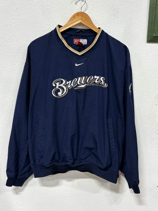 Vintage Y2K Nike Brewers Center Swoosh Baseball Jacket Size Medium