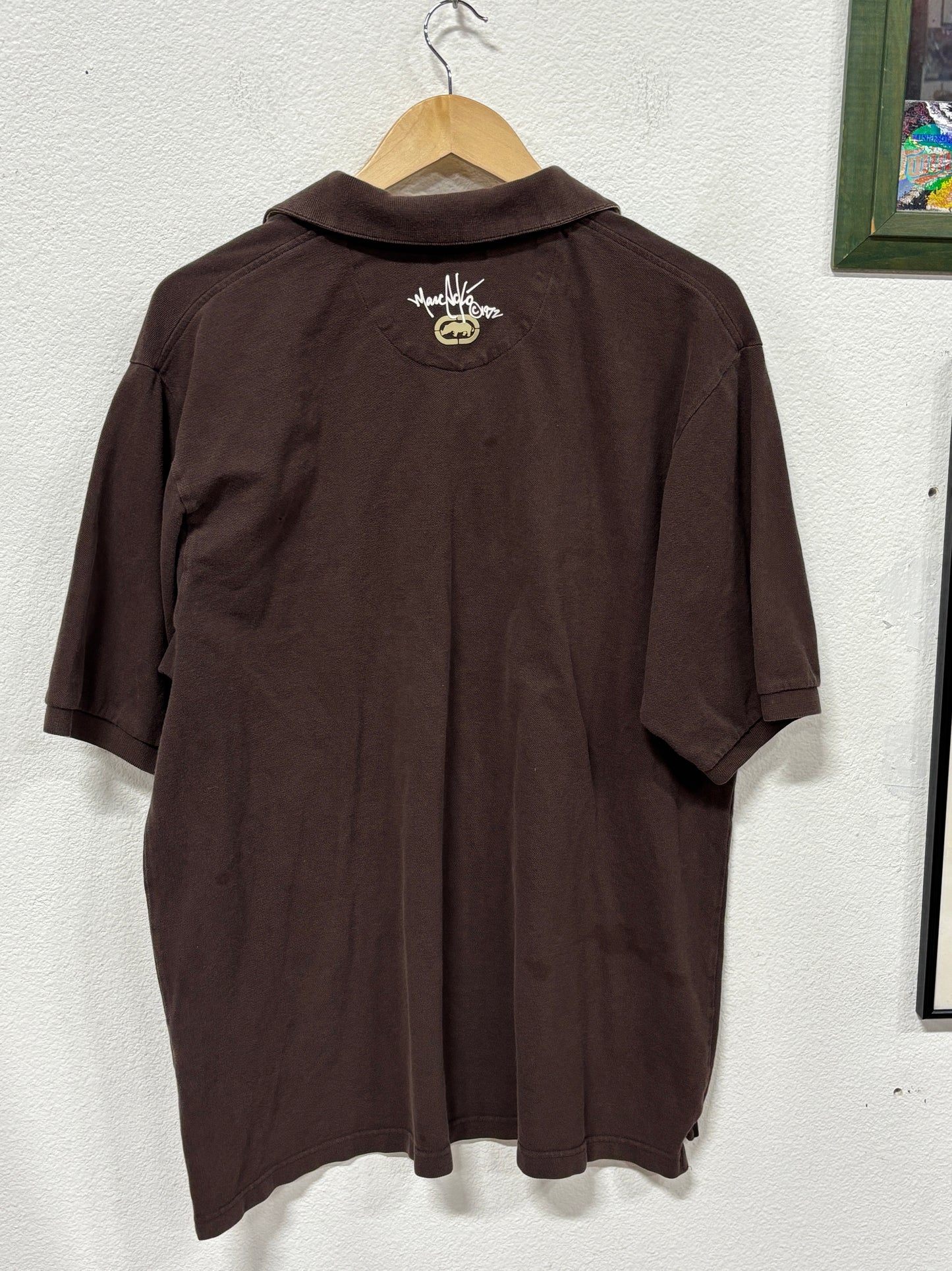 Vintage Y2K Ecko Unlimited Brown Polo Shirt Size XL