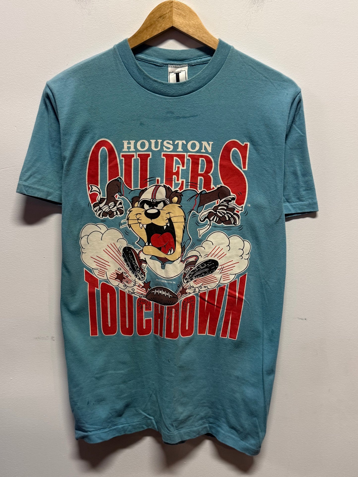 Vintage 1990 Jostens Looney Tunes Houston Oilers NFL Graphic Tee Size Medium