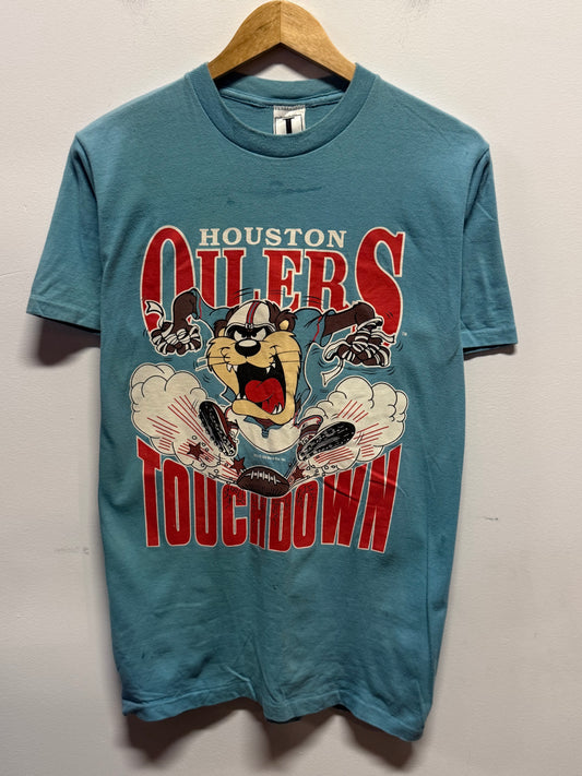 Vintage 1990 Jostens Looney Tunes Houston Oilers NFL Graphic Tee Size Medium