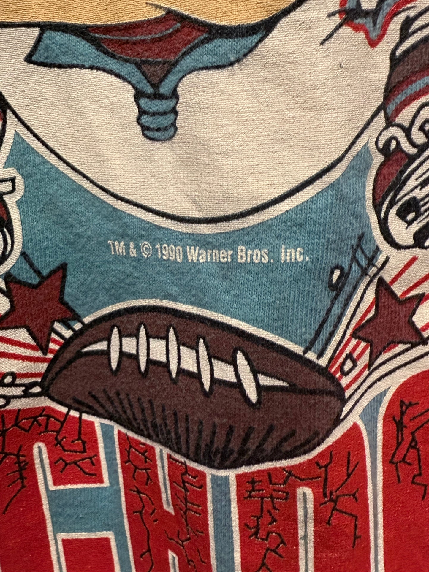 Vintage 1990 Jostens Looney Tunes Houston Oilers NFL Graphic Tee Size Medium