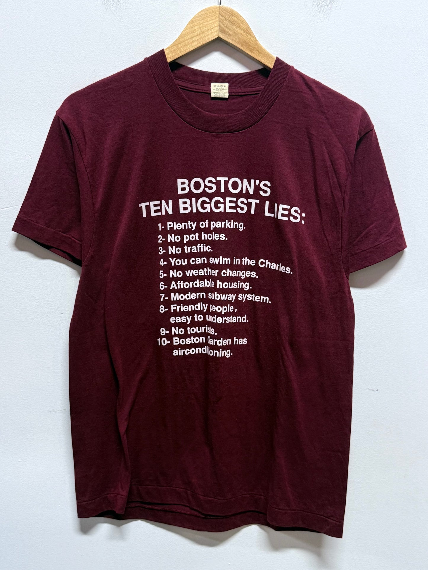 Vintage 80's Boston Ten Biggest Lies Graphic Tee Size Large