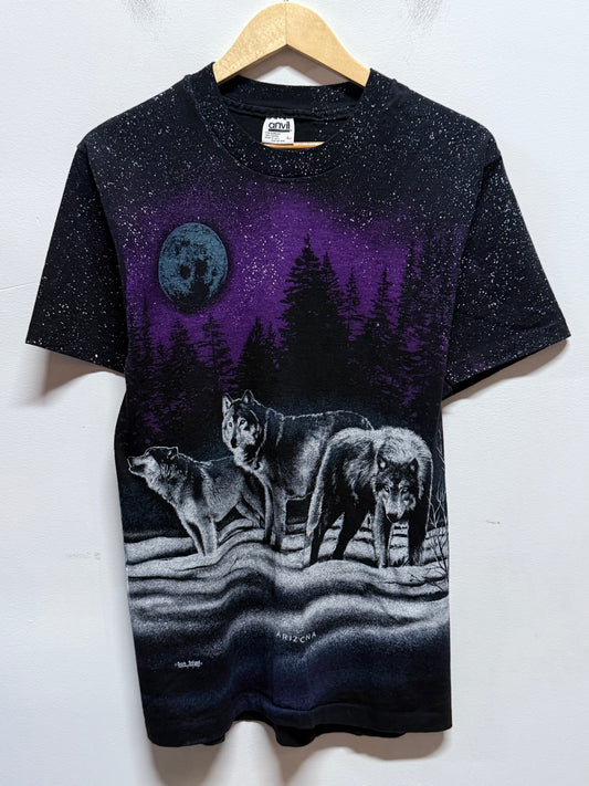 Vintage 90's Wolf Pack AOP All Over Nature Graphic Tee Size Large