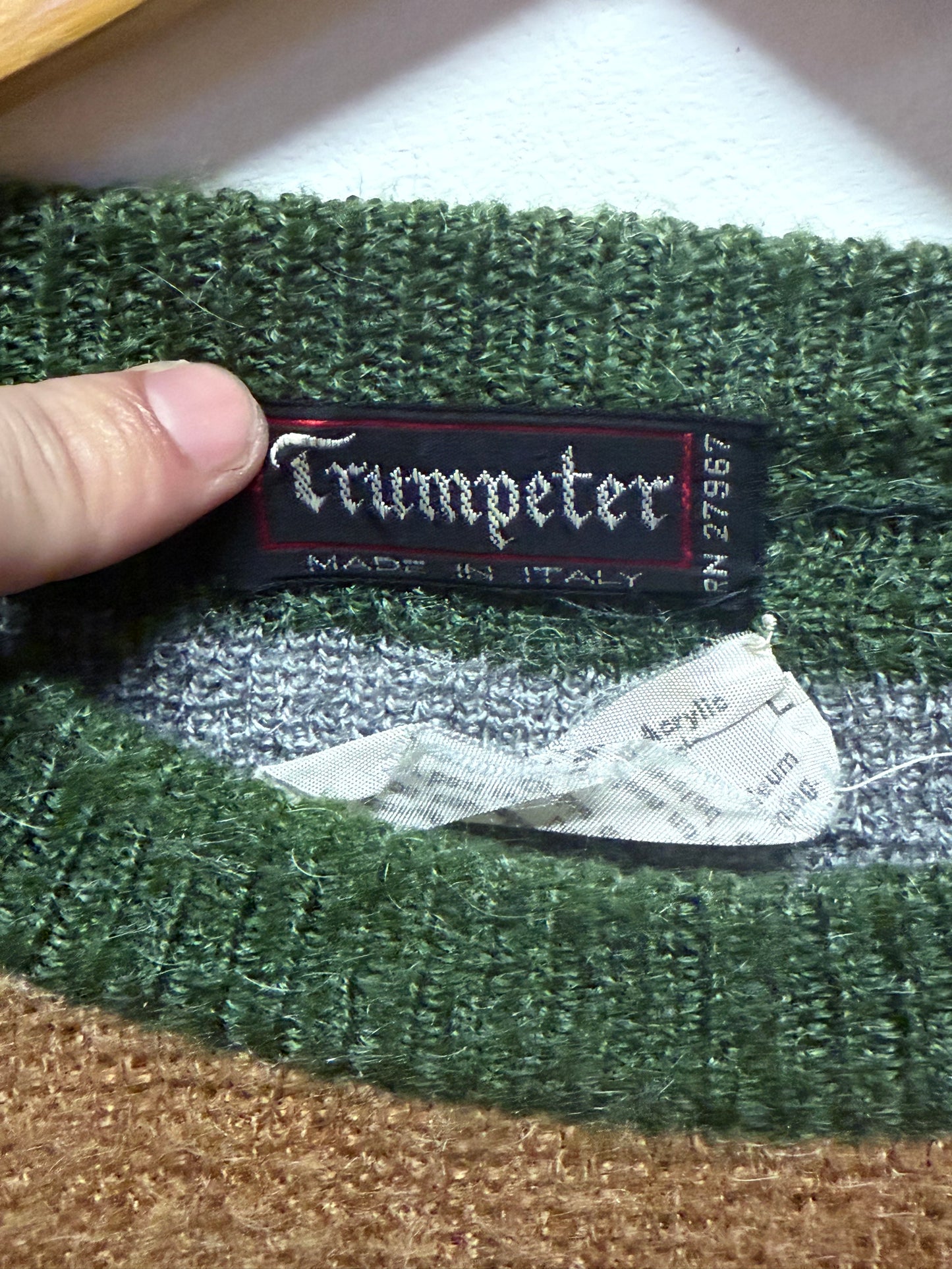 Vintage 80's Trumpeter Made in Italy Striped Acrylic Wool Sweater Size Large