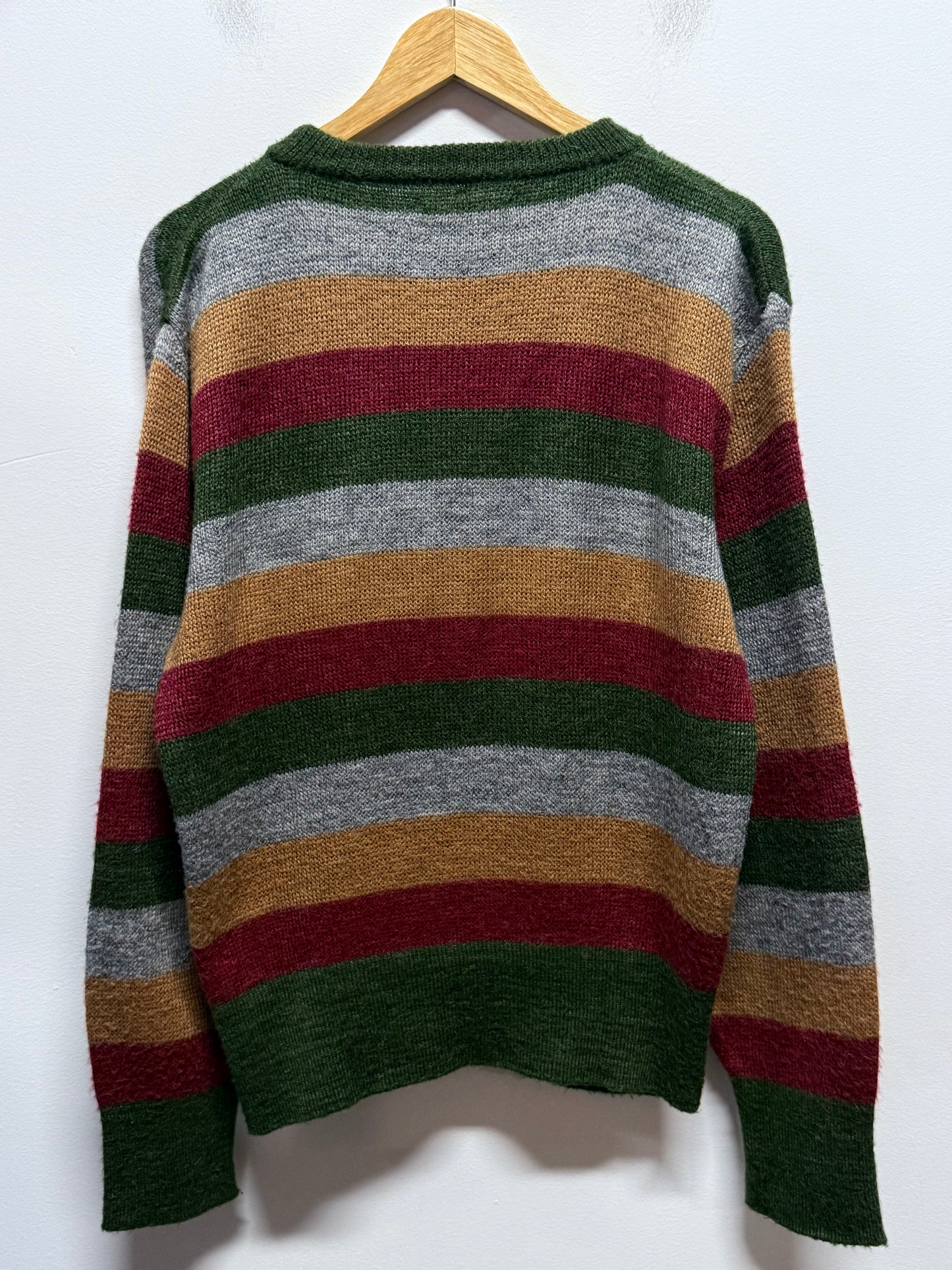 Vintage 80's Trumpeter Made in Italy Striped Acrylic Wool Sweater Size Large