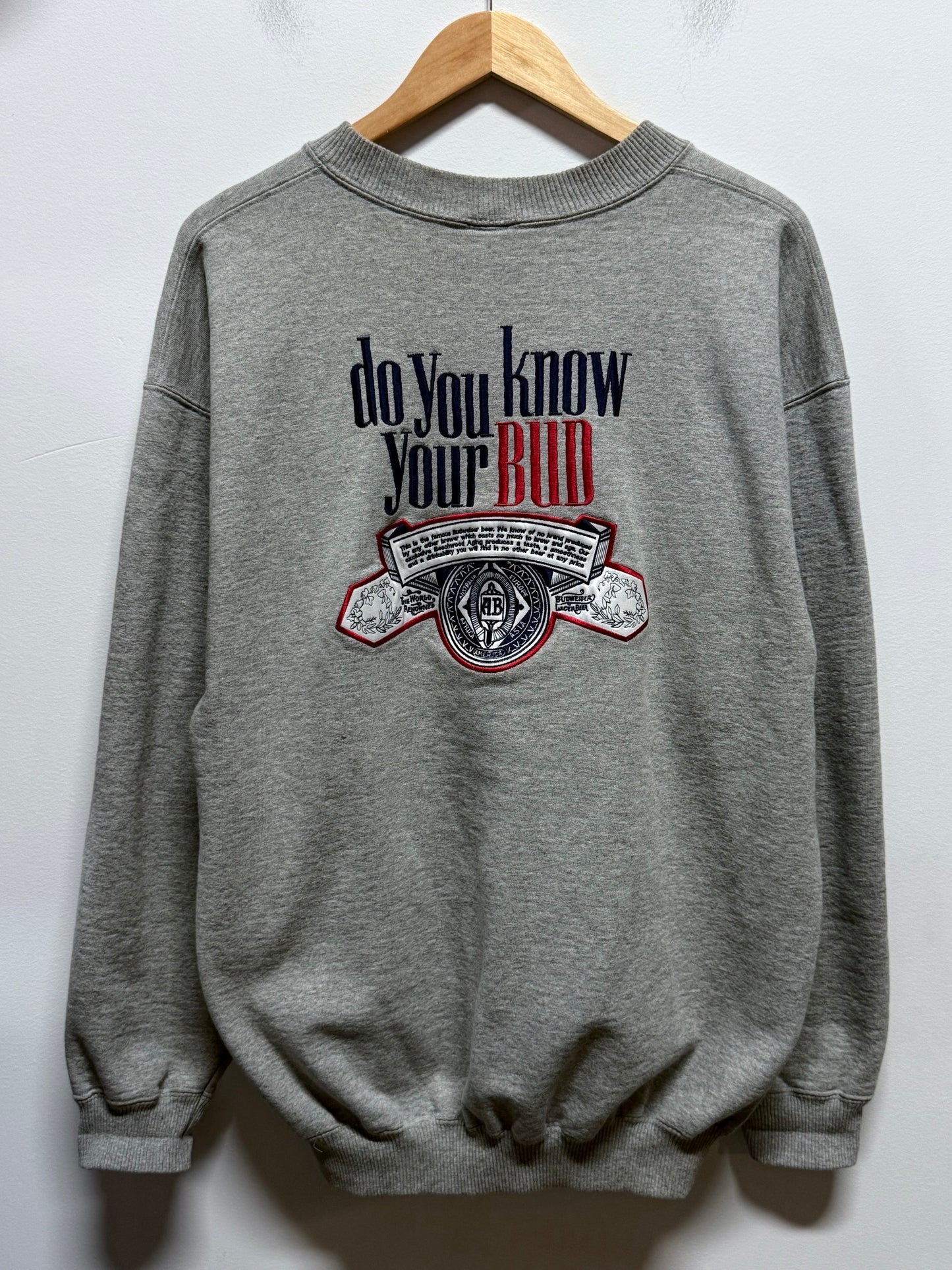 Vintage 90's Do You Know Your Bud Budweiser Beer Promo Sweater Size XL