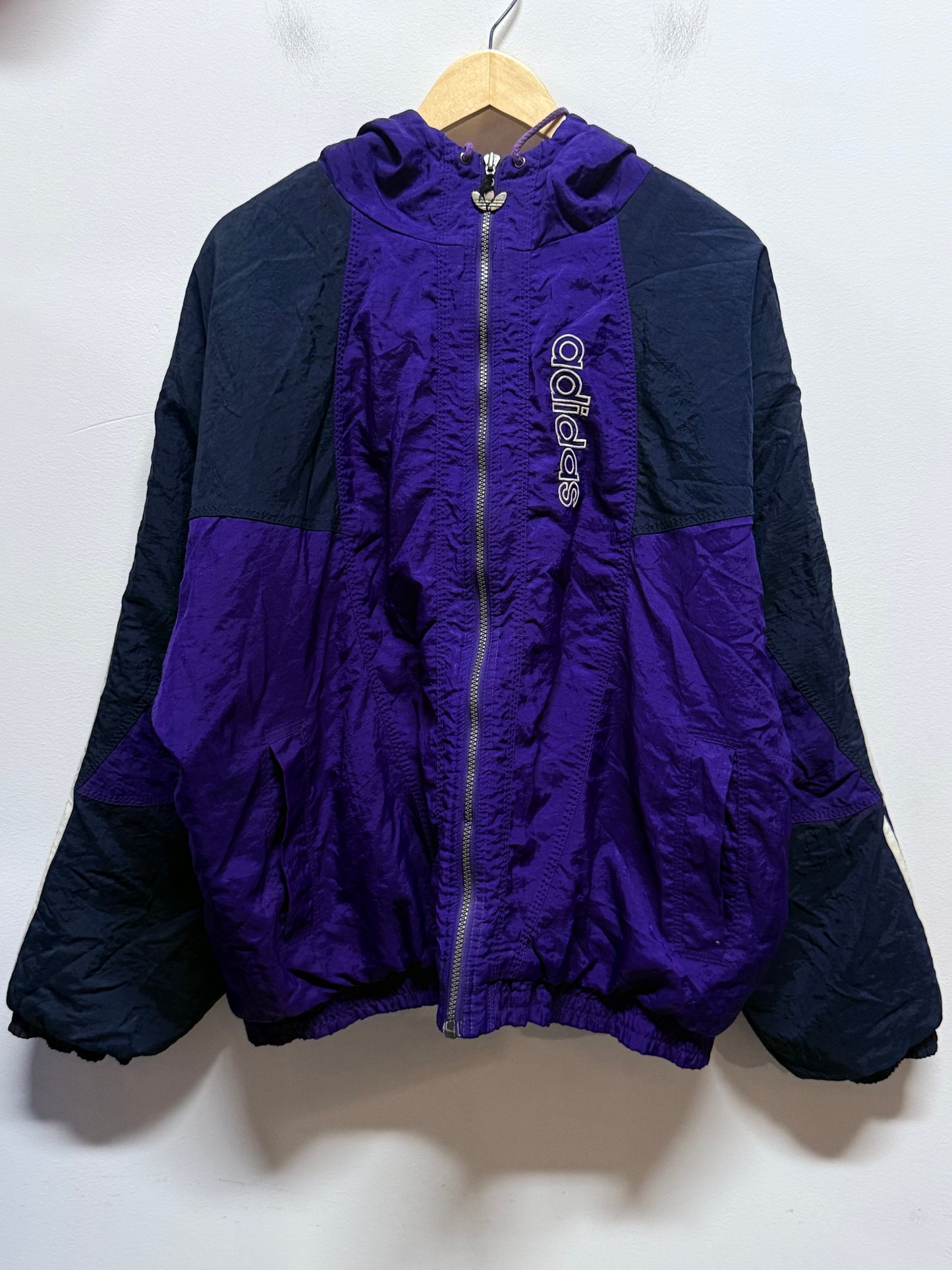 Vintage 90's Adidas Purple Full Zip Windbreaker Jacket Size Large