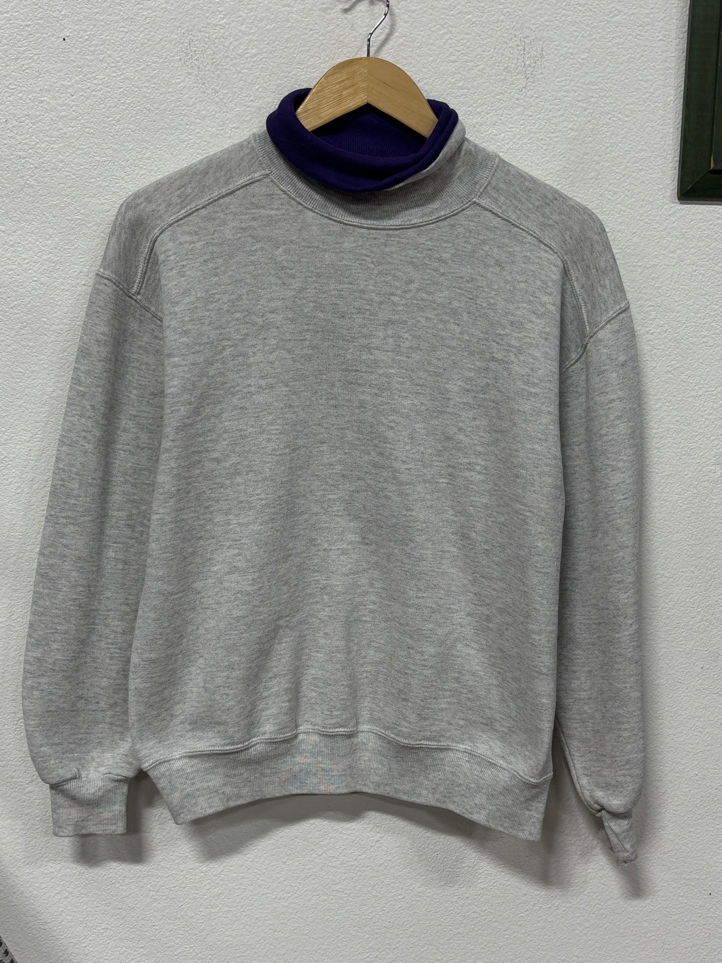 Vintage 90's Jerzees Grey Turtleneck Sweater Size Medium