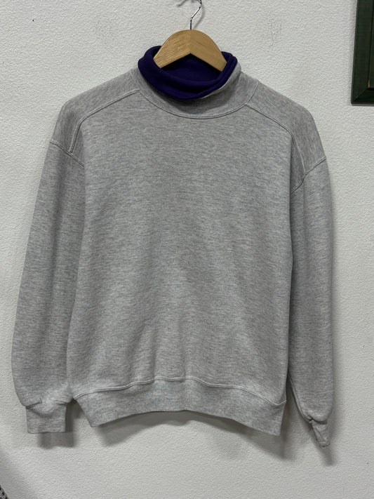 Vintage 90's Jerzees Grey Turtleneck Sweater Size Medium
