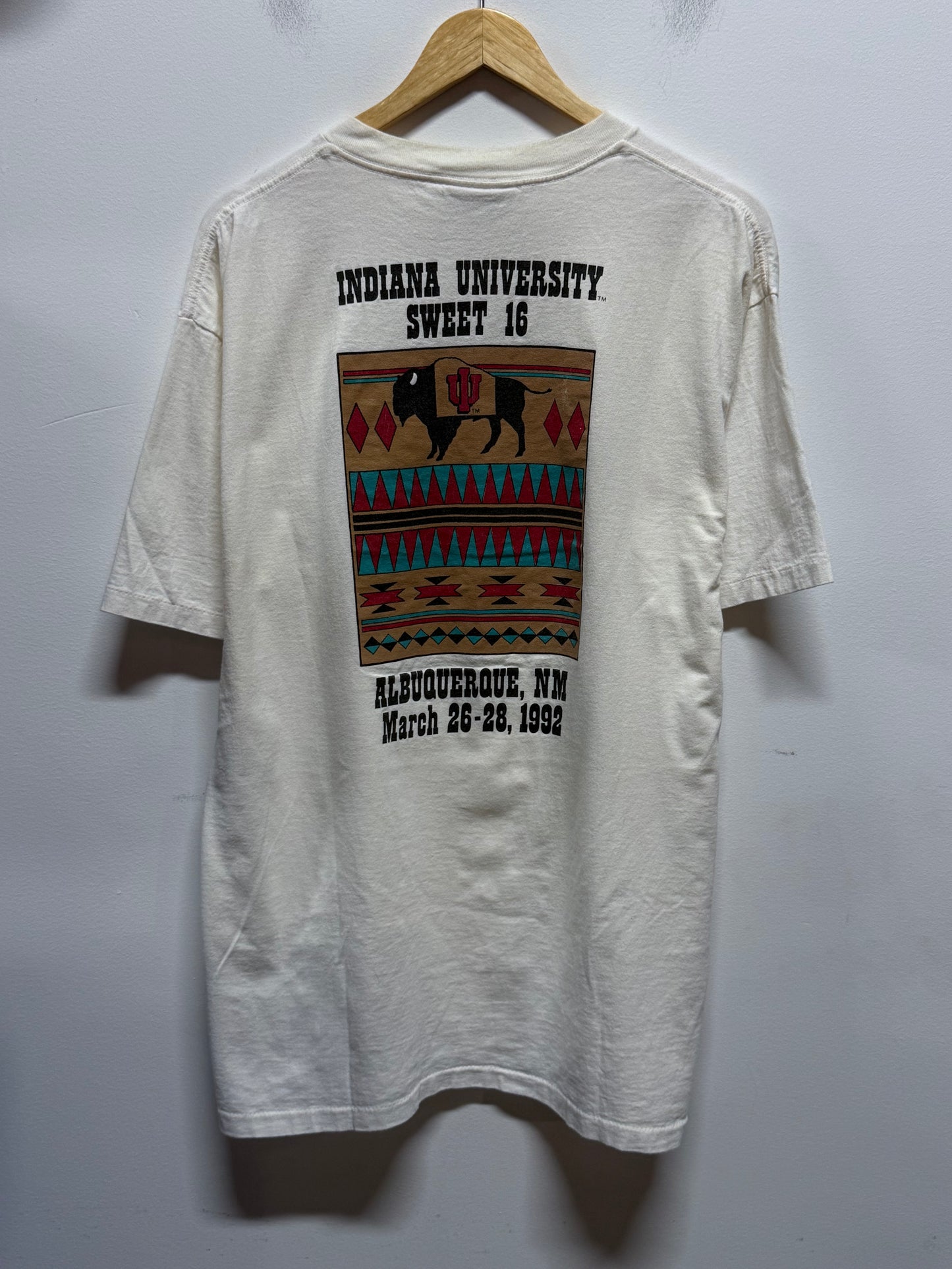 Vintage 1992 Indiana University Hoosiers Sweet 16 Basketball Tee Size XL