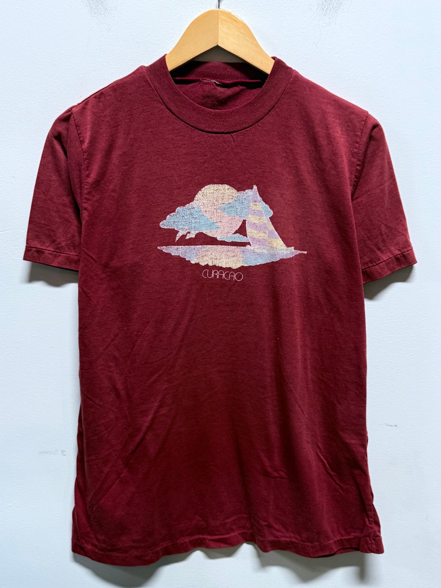 Vintage 80's Curacao Sailing Graphic Tee Size Large