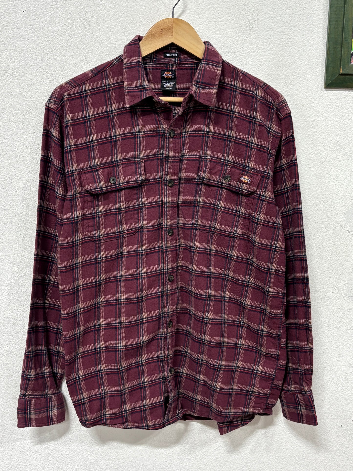 Dickies Red Flannel Button Up Shirt Size Medium