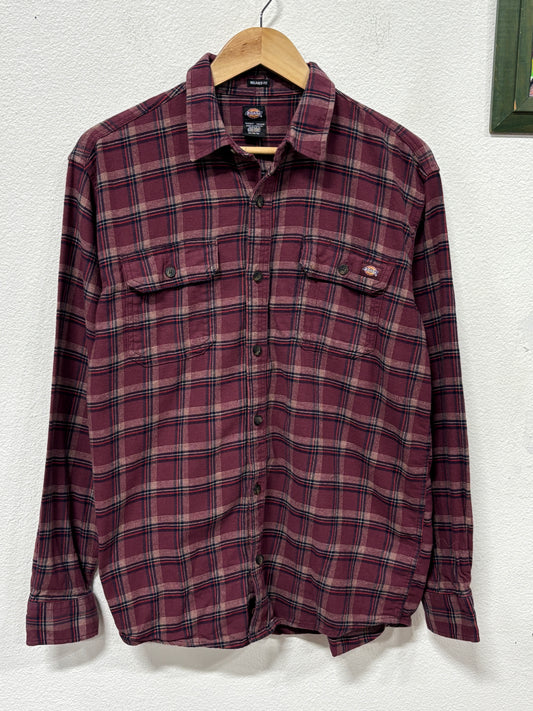 Dickies Red Flannel Button Up Shirt Size Medium