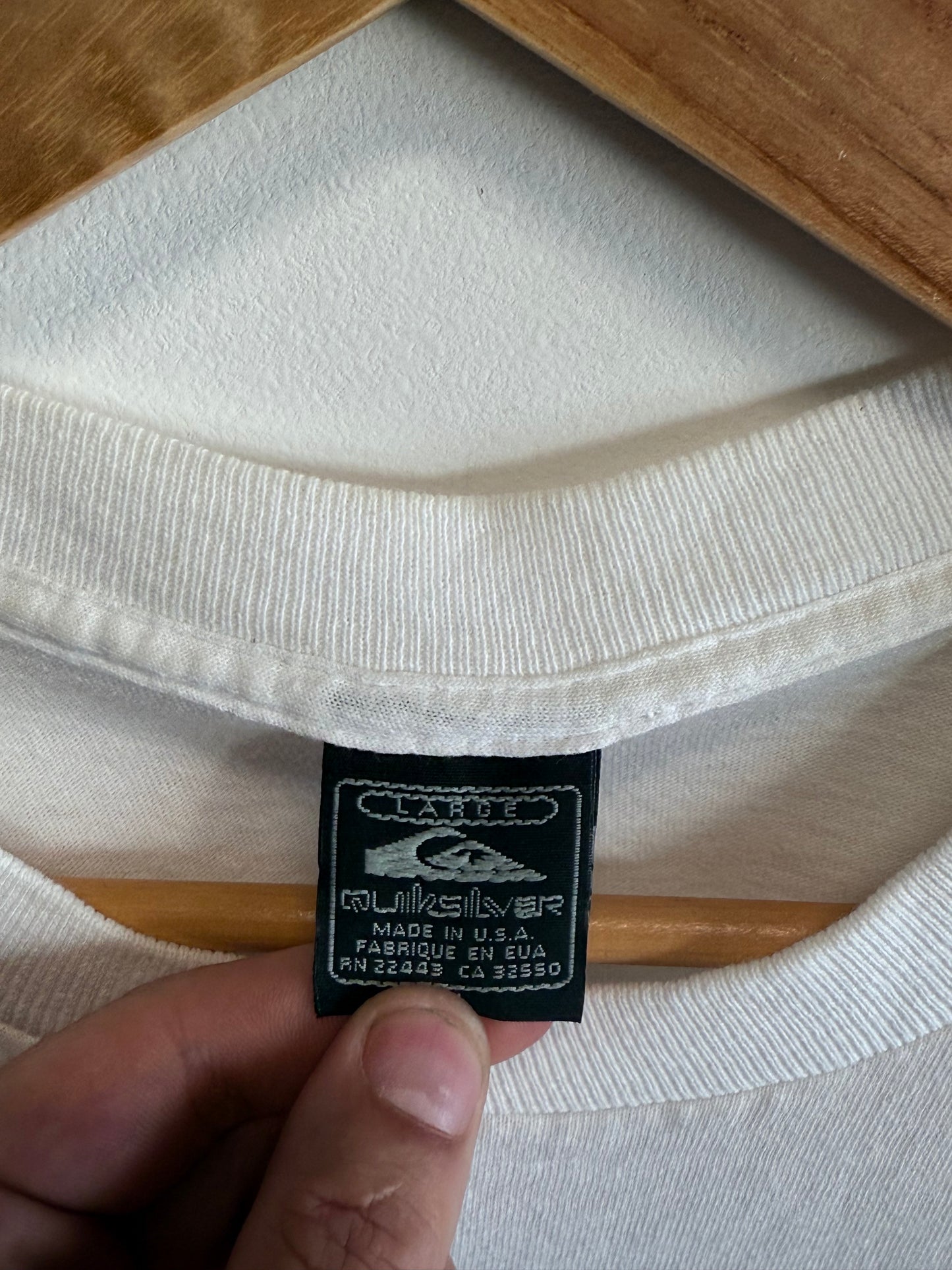 Vintage 90's Quiksilver Made in USA Surf Boarding Graphic Tee Size Large