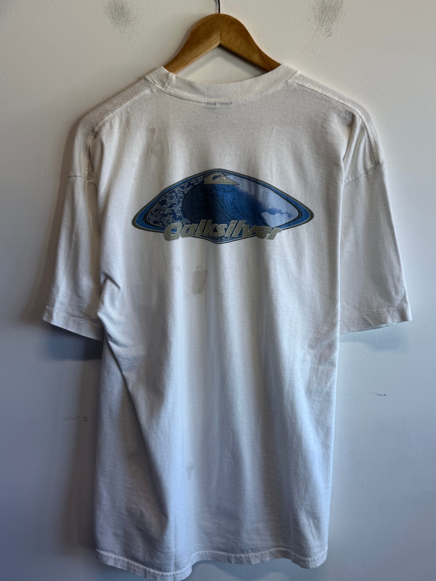 Vintage 90's Quiksilver Made in USA Surf Boarding Graphic Tee Size Large