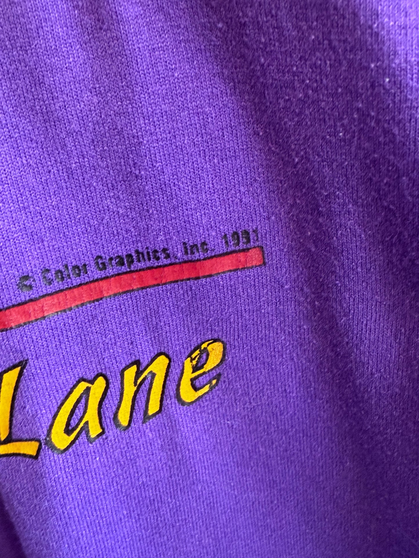 Vintage 90's In the Fast Lane Bowling Alley Cartoon Tee Size Large