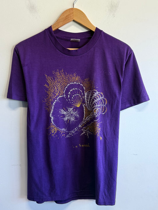 Vintage 80's Sea Shells Ocean Nature Graphic Tee Size Medium