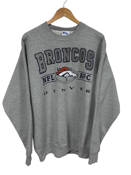 Vintage 90's Pro Player Denver Broncos NFL Graphic Crewneck Sweater Size XL