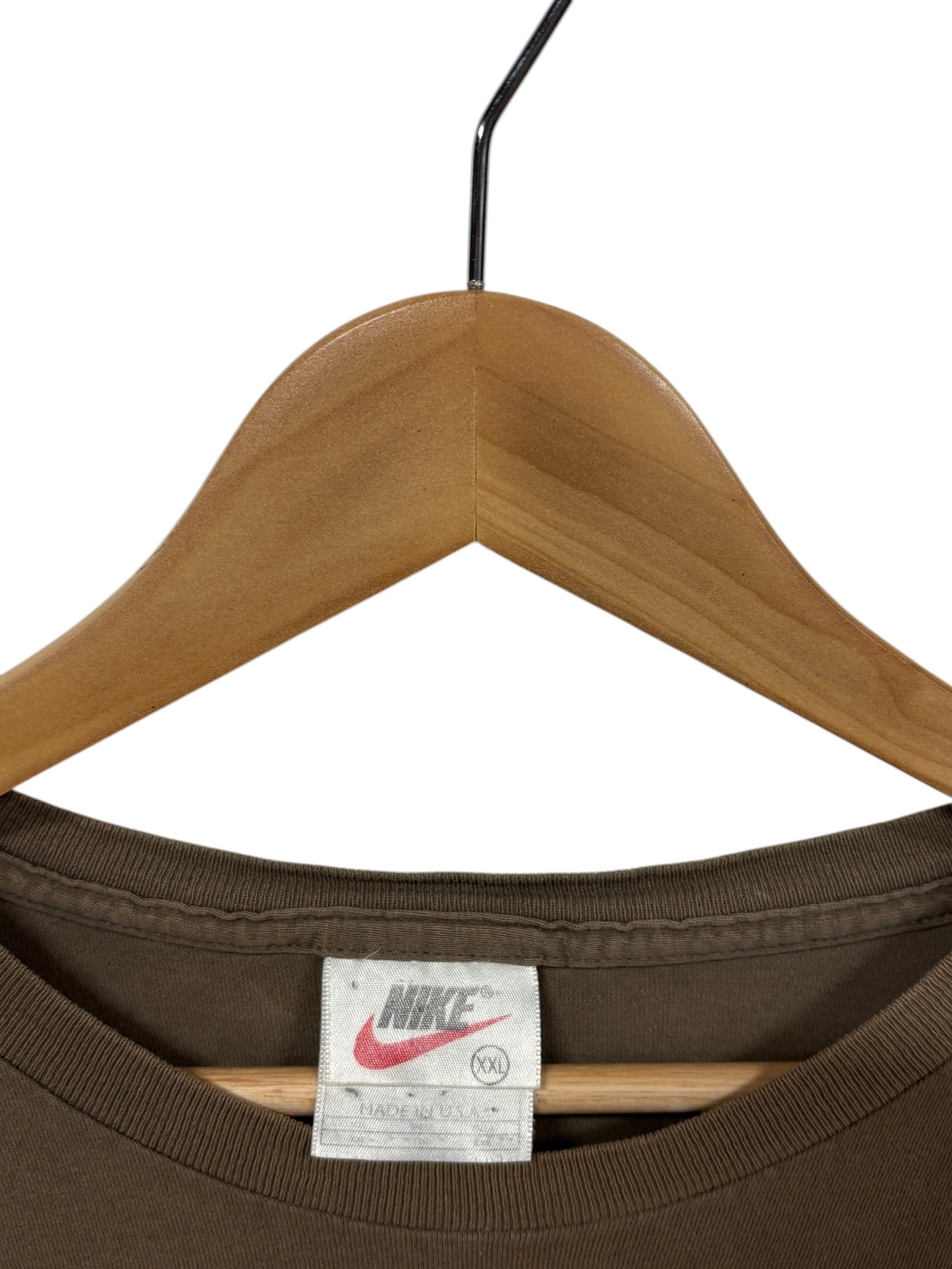 Vintage 90's Nike Small Swoosh Embroidered Tonal Brown Tee Size XXL