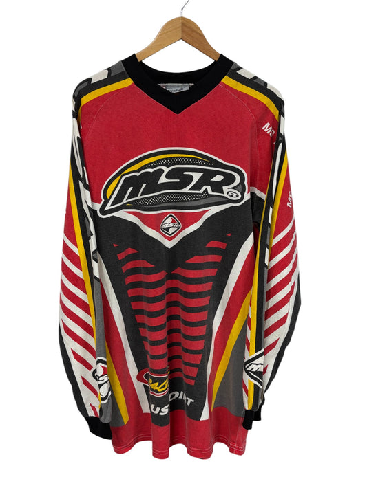 Vintage MSR Motocross Racing All Over Print Long Sleeve Size Large