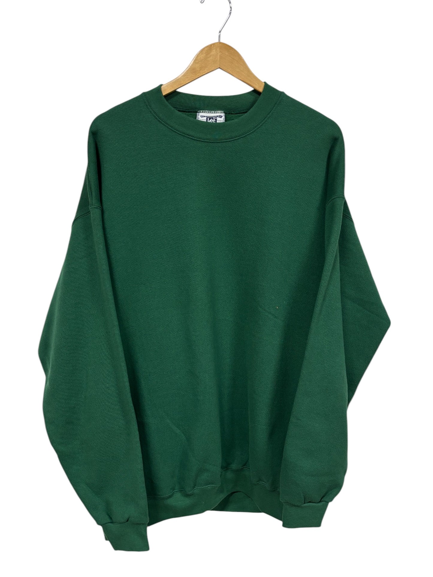 Vintage Lee Heavyweight Blank Green Crewneck Sweater Size XL