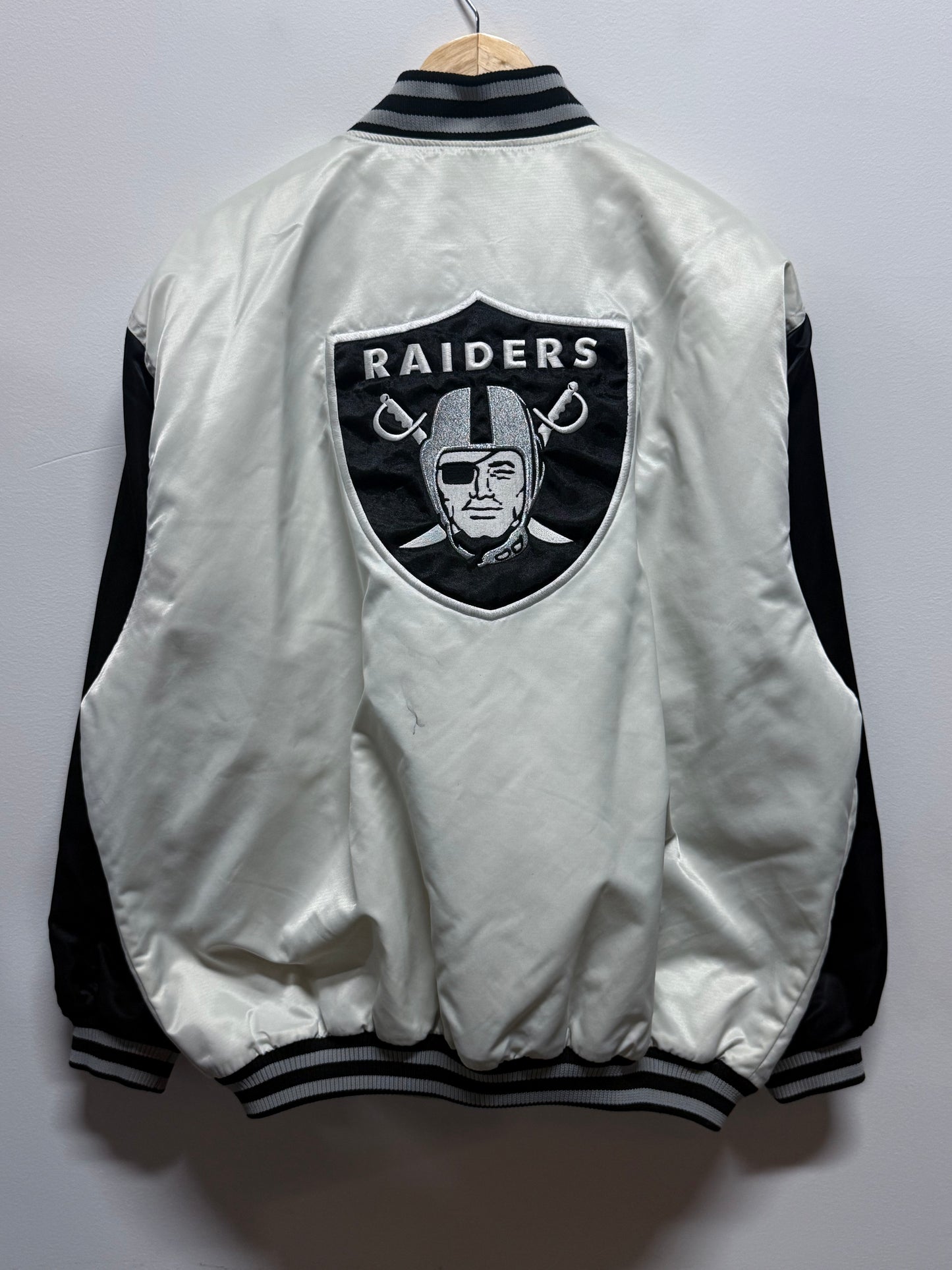 Vintage 90's Reebok Oakland Raiders Satin Bomber Jacket Size Large