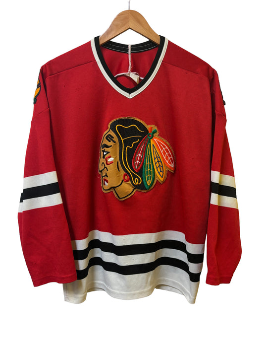 Vintage 90's CCM Made in USA Chicago Blackhawks NHL Jersey Size Large