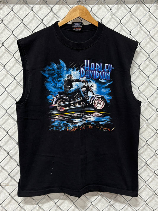 Vintage 1998 Harley Davidson Ridin Out The Storm Cutoff Tee Size XL