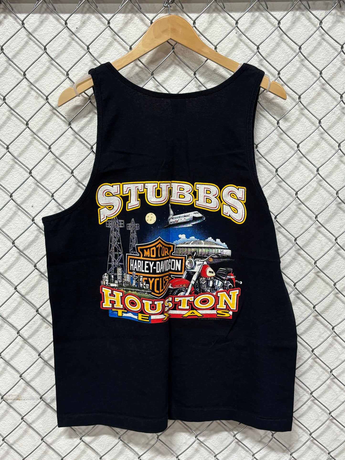 Vintage 1990 Harley Davidson Houston Texas Biker Tank Top Shirt Size XL