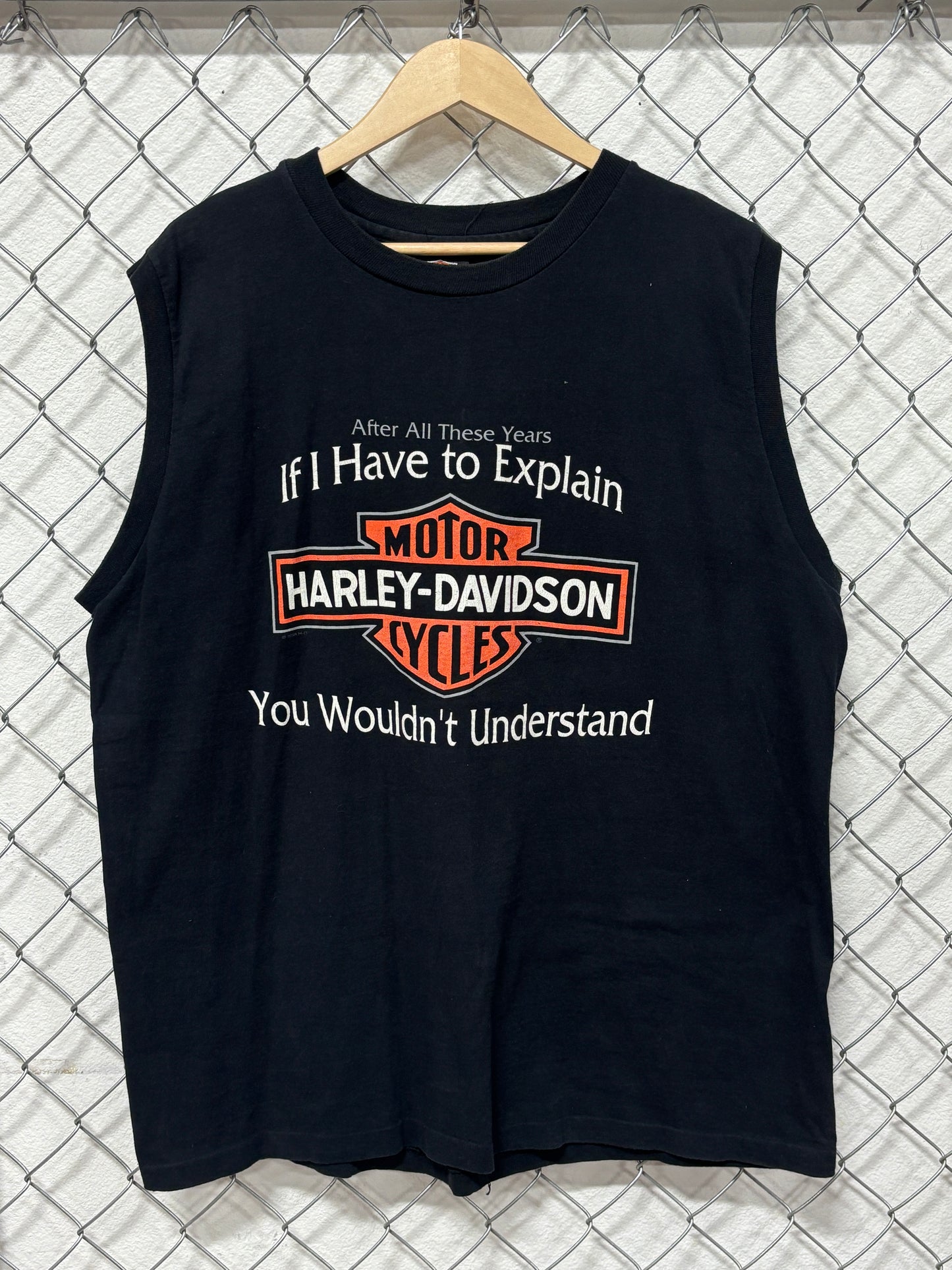 Vintage 1996 Harley Davidson Chicago Biker Cutoff Tee Size XL