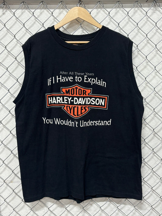 Vintage 1996 Harley Davidson Chicago Biker Cutoff Tee Size XL