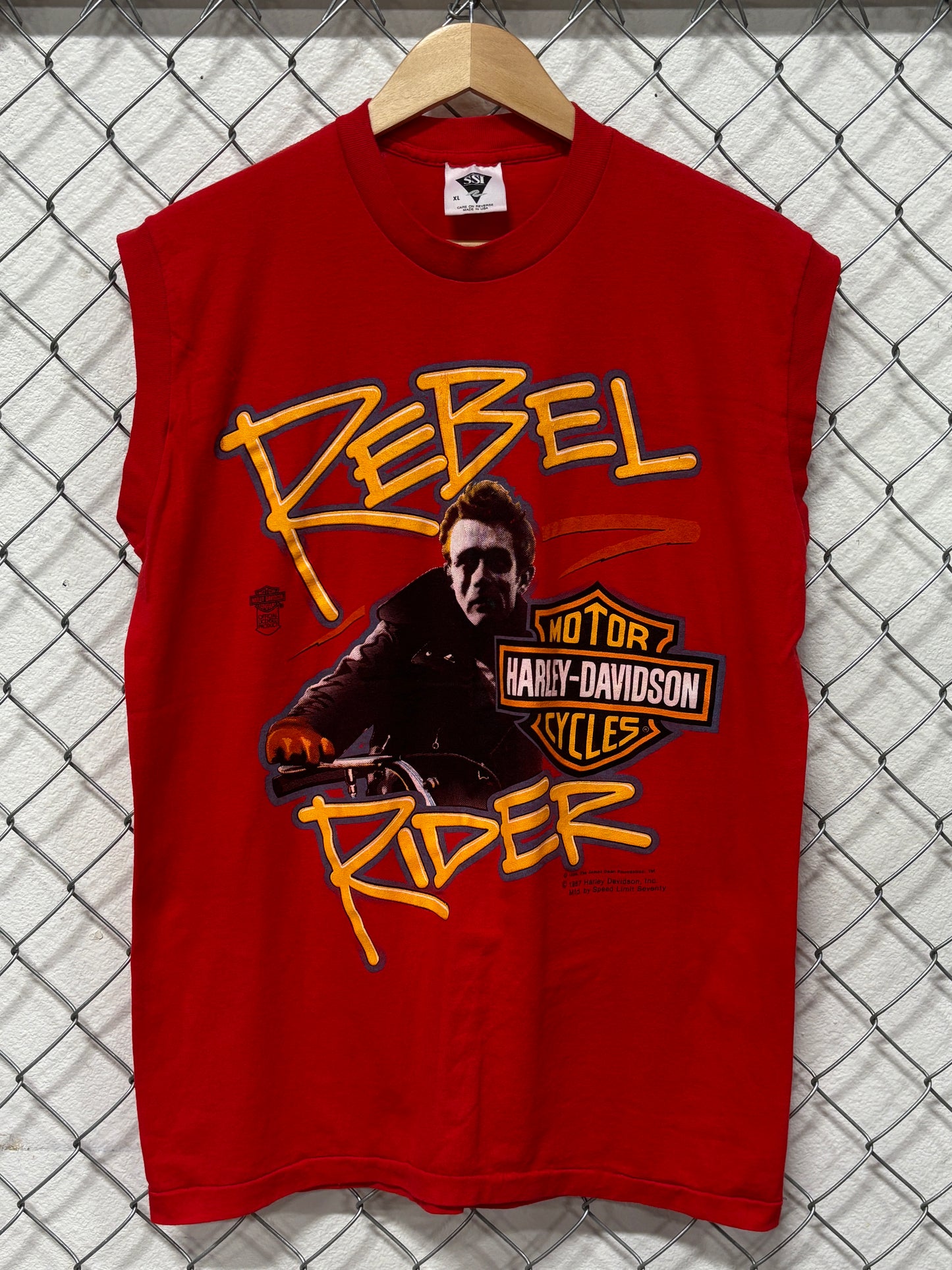 Vintage 1987 Harley Davidson James Dean Rebel Rider Cutoff Tee Size XL
