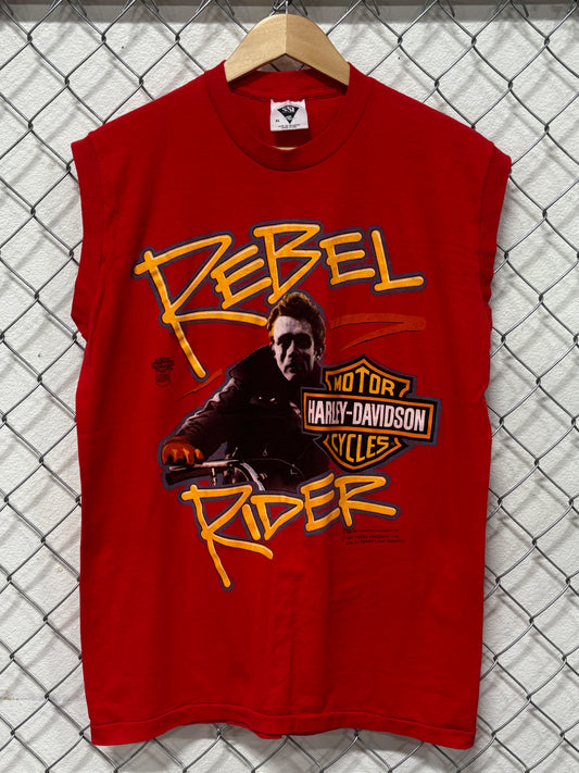 Vintage 1987 Harley Davidson James Dean Rebel Rider Cutoff Tee Size XL