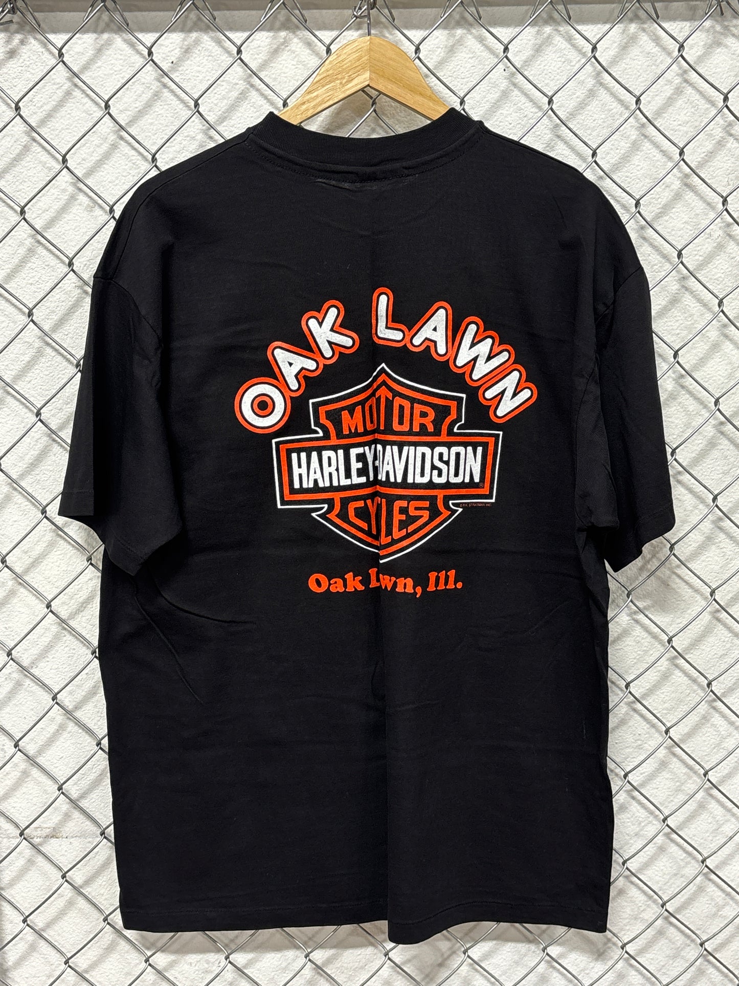 Vintage 80's Harley Davidson Oak Lawn Illinois Biker Pocket Tee Size XL