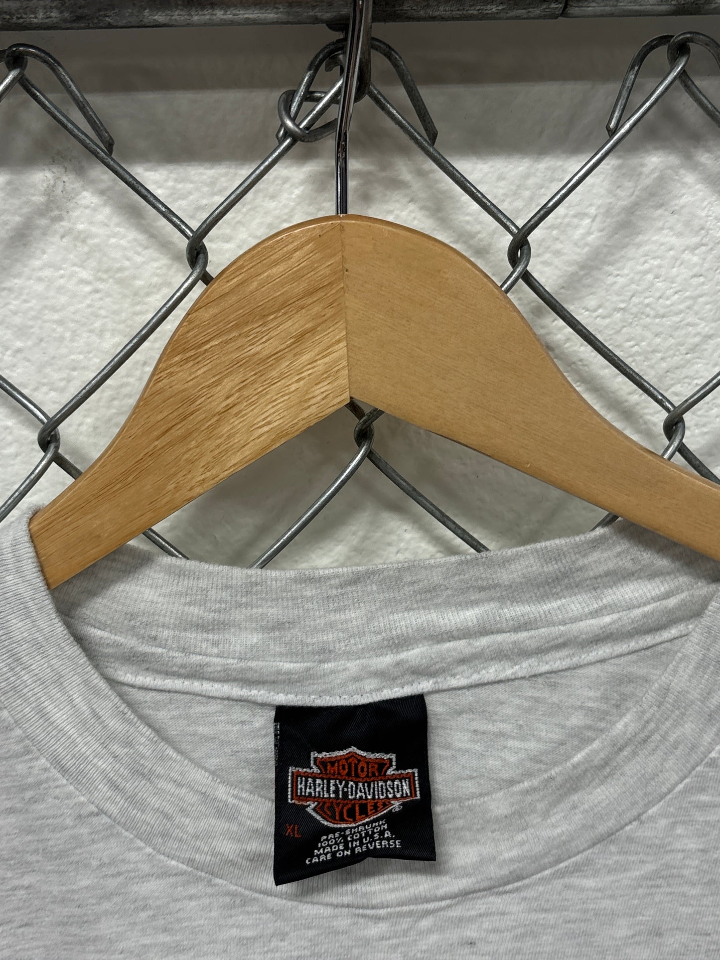 Vintage 90's Harley Davidson Bald Eagle Grey Biker Pocket Tee Size XL