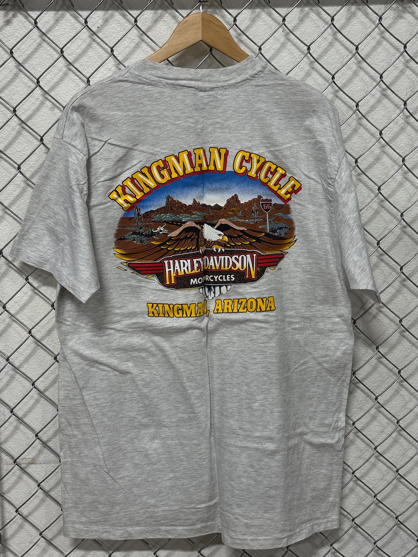 Vintage 90's Harley Davidson Bald Eagle Grey Biker Pocket Tee Size XL