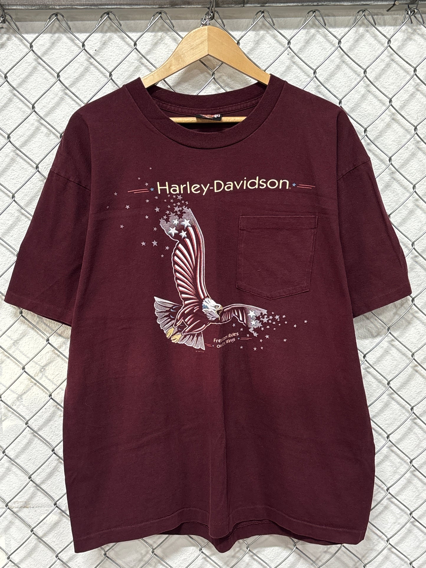 Vintage 1997 Harley Davidson Freedom Rides On It's Wings Tee Size XL