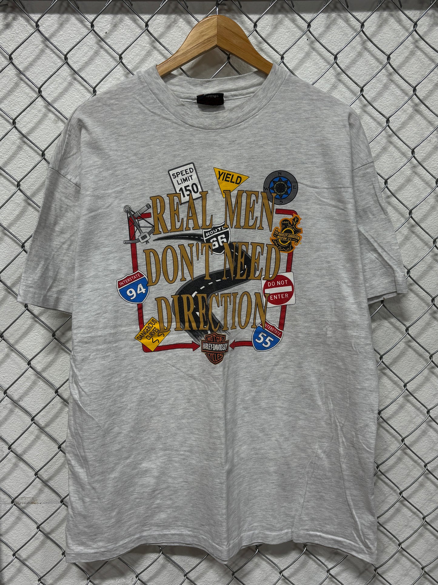 Vintage 90's Harley Davidson Real Men Don't Need Directions Tee Size XL