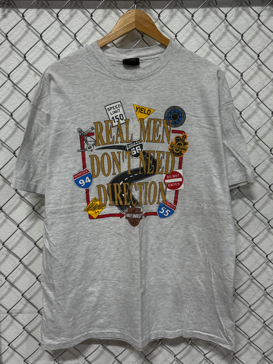 Vintage 90's Harley Davidson Real Men Don't Need Directions Tee Size XL