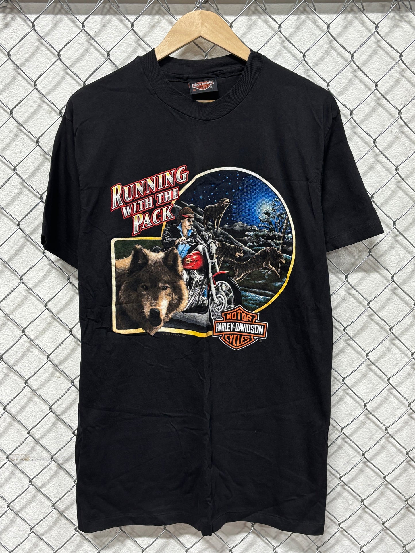 Vintage 1991 Harley Davidson Runnin With the Pack Biker Tee Size XL