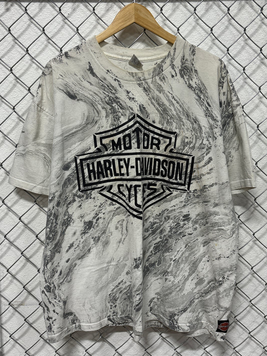 Vintage 1991 Harley Davidson Marbled South Dakota Biker Graphic Tee Size XL