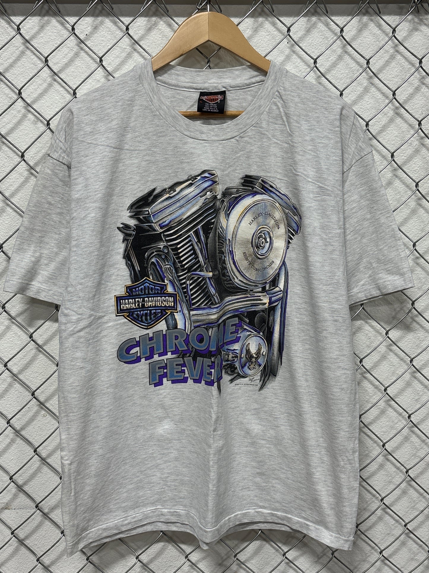 Vintage 1994 Harley Davidson Chrome Fever Engine Biker Graphic Tee Size XL