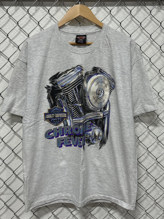 Vintage 1994 Harley Davidson Chrome Fever Engine Biker Graphic Tee Size XL
