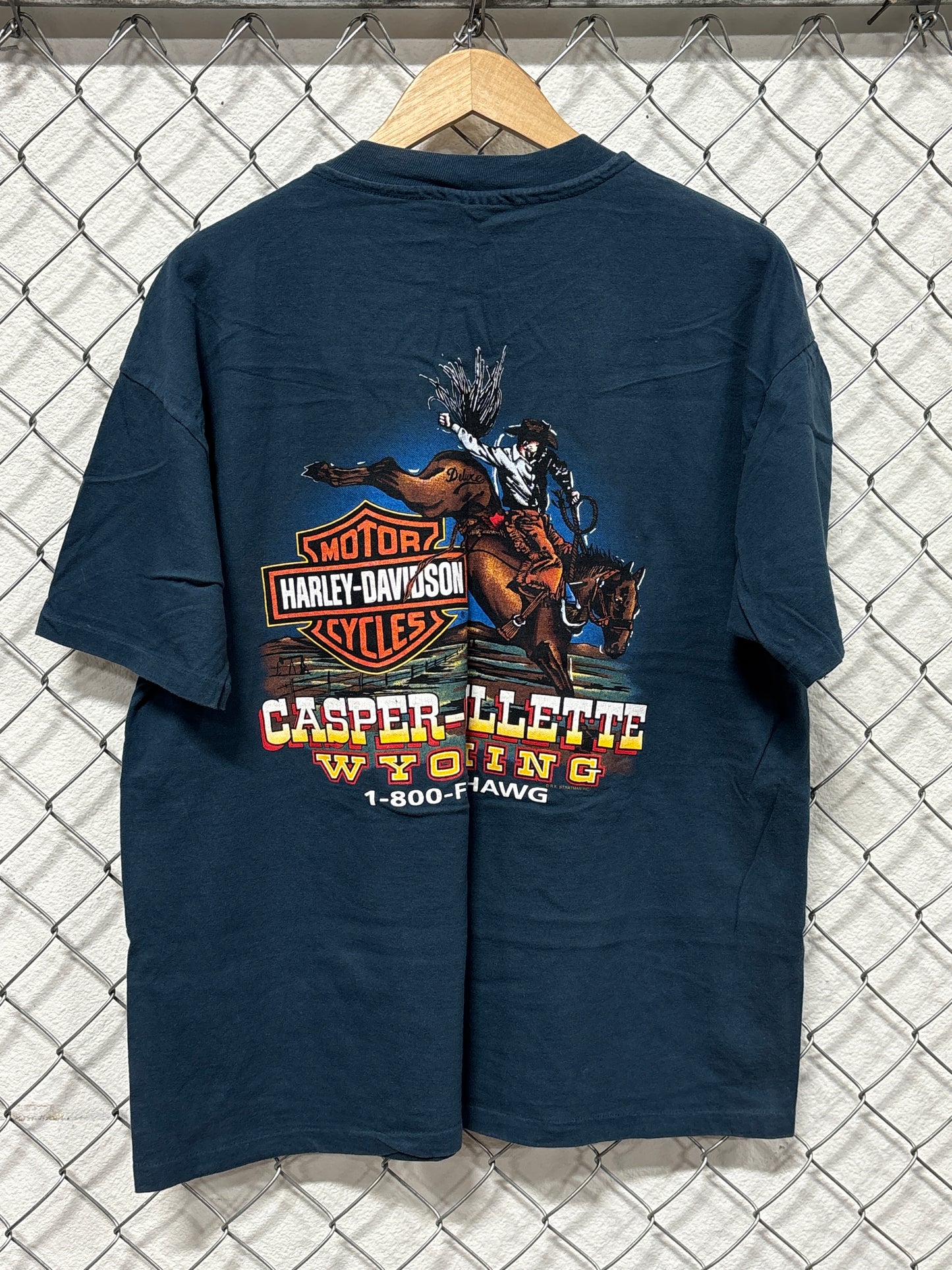 Vintage Harley Davidson Running Wild Gilette Wyoming Biker Tee Size XL