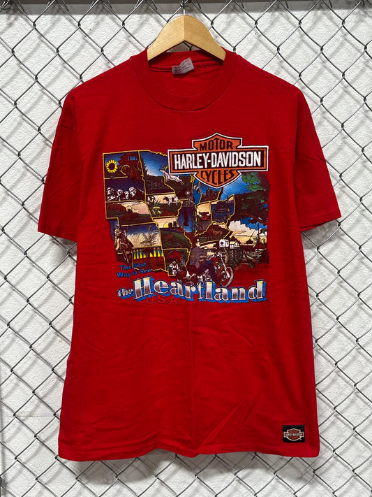 Vintage 90's Harley Davidson Best Way to See The Heartland Tee Size XL